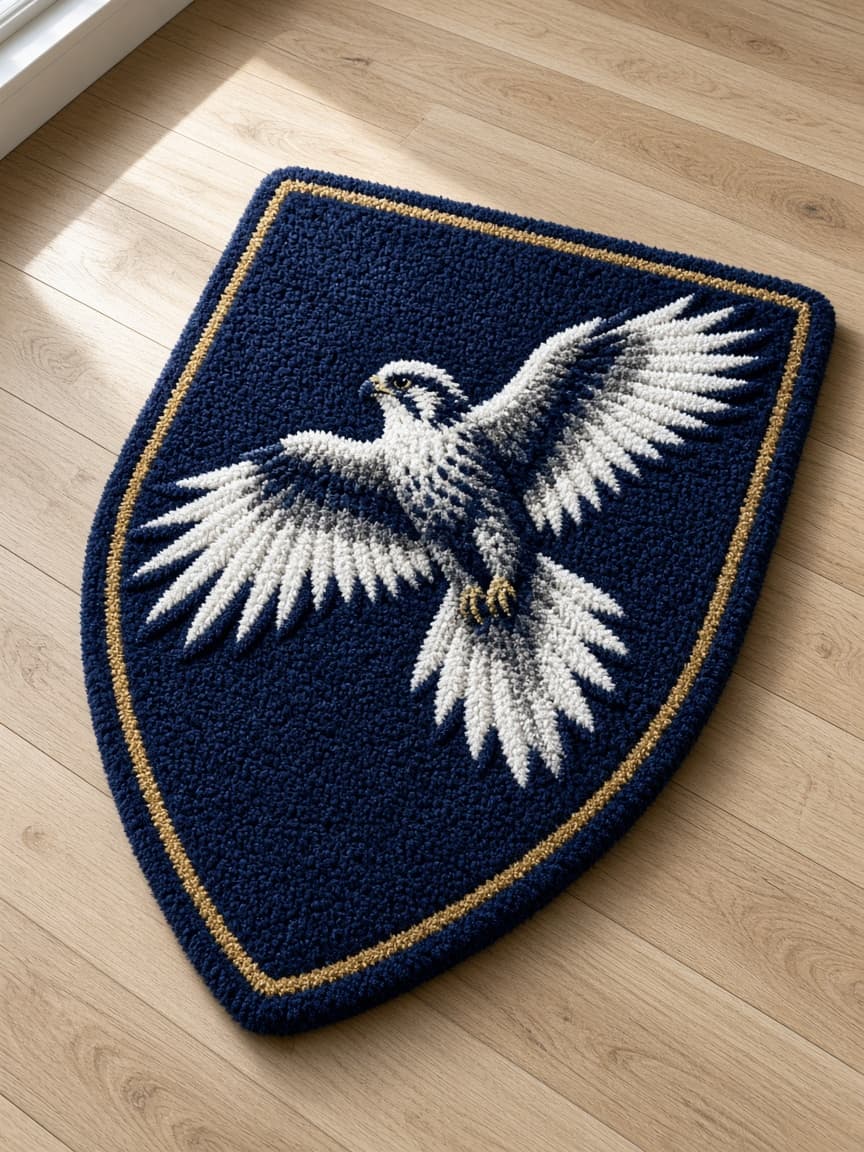 Harbor Hawk, a tufted rug on a wood floor
