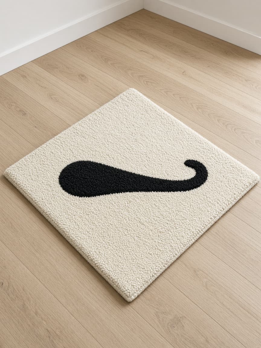 Shuttle Mark, a tufted rug on a wood floor